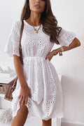 Lunimesd Hollow O Neck Flares Sleeve Dress