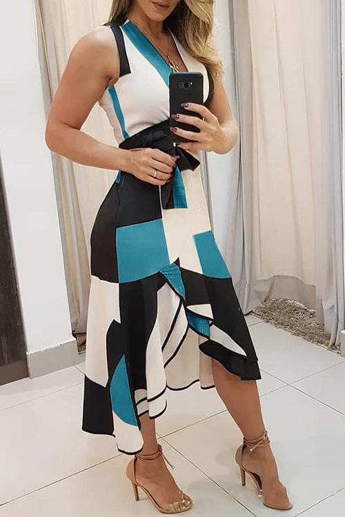 LunimesdIrregularity Hem V Neck Sleeveless Dress