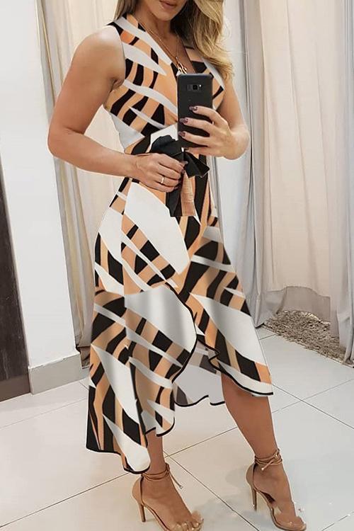 LunimesdIrregularity Hem V Neck Sleeveless Dress