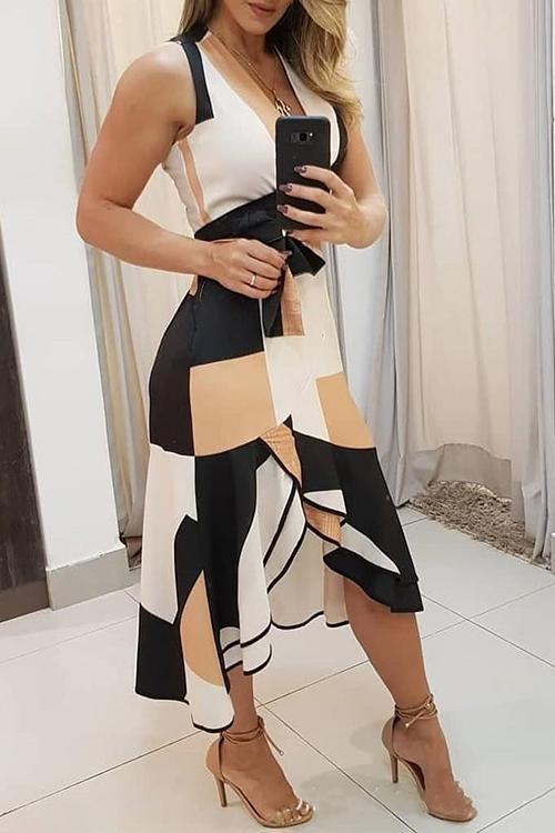 LunimesdIrregularity Hem V Neck Sleeveless Dress