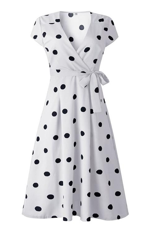 Lunimesd Dot Print V Neck Sleeveless Dress
