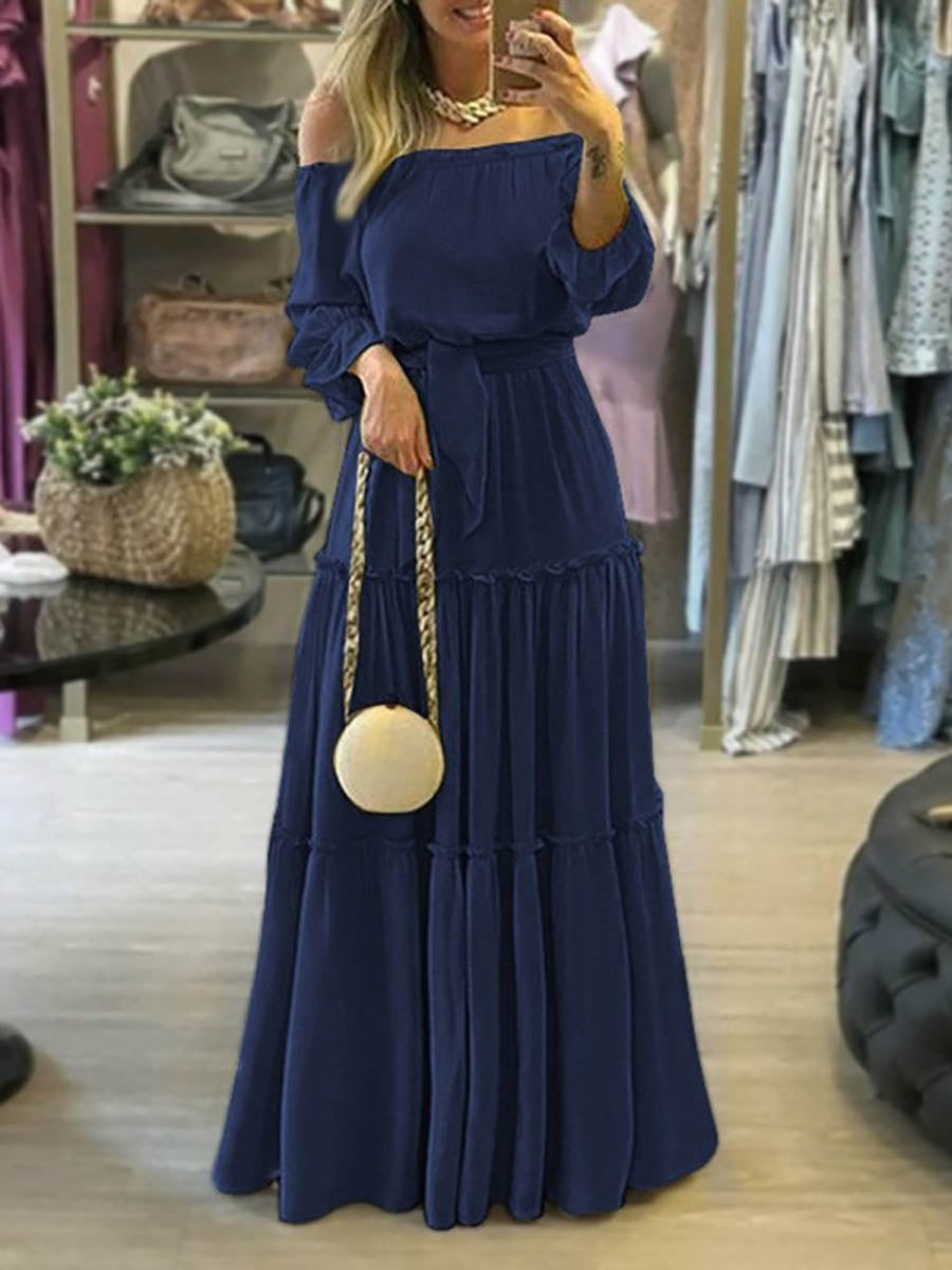 Lunimesd Solid Color Laced Maxi Dress