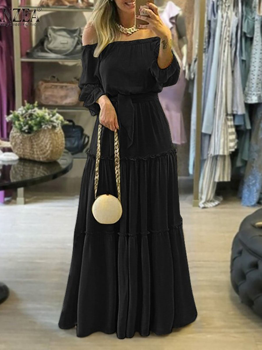 Lunimesd Solid Color Laced Maxi Dress