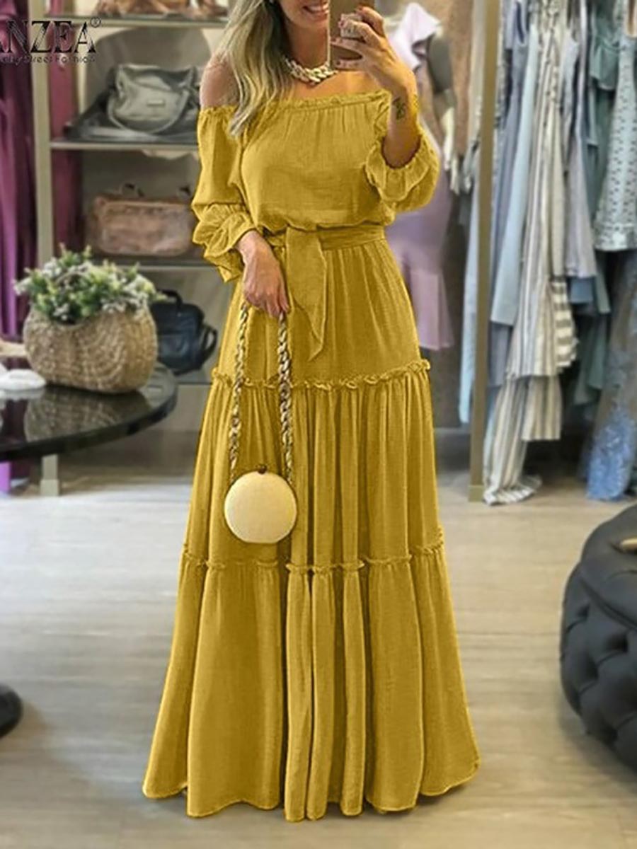 Lunimesd Solid Color Laced Maxi Dress