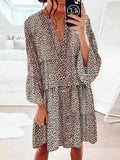 Lunimesd Long Sleeve Leopard Print Dress