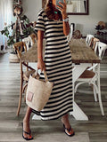 Lunimesd Striped printed v-neck long skirt