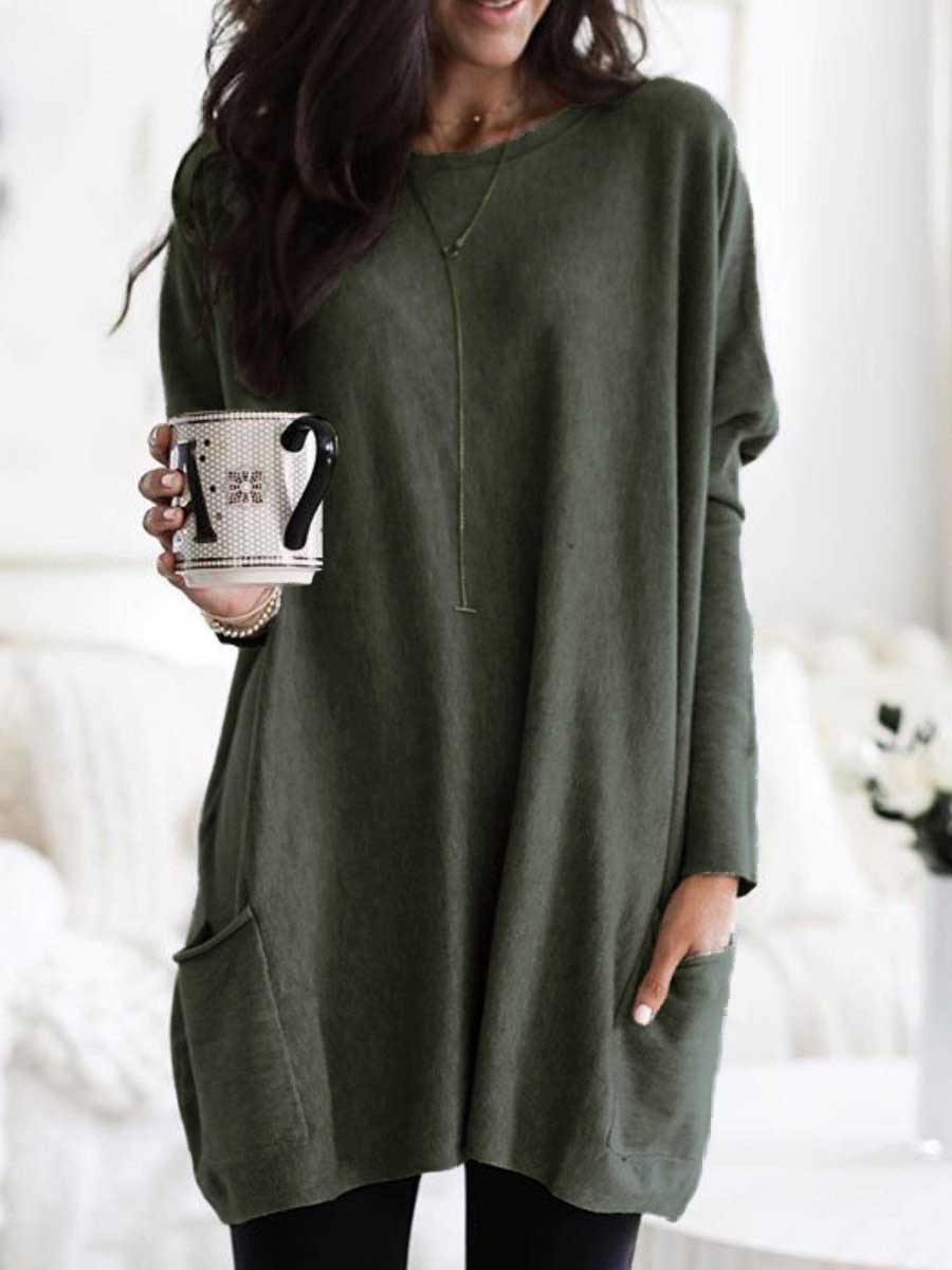 Lunimesd Long Sleeve Pocket T-Shirt Top