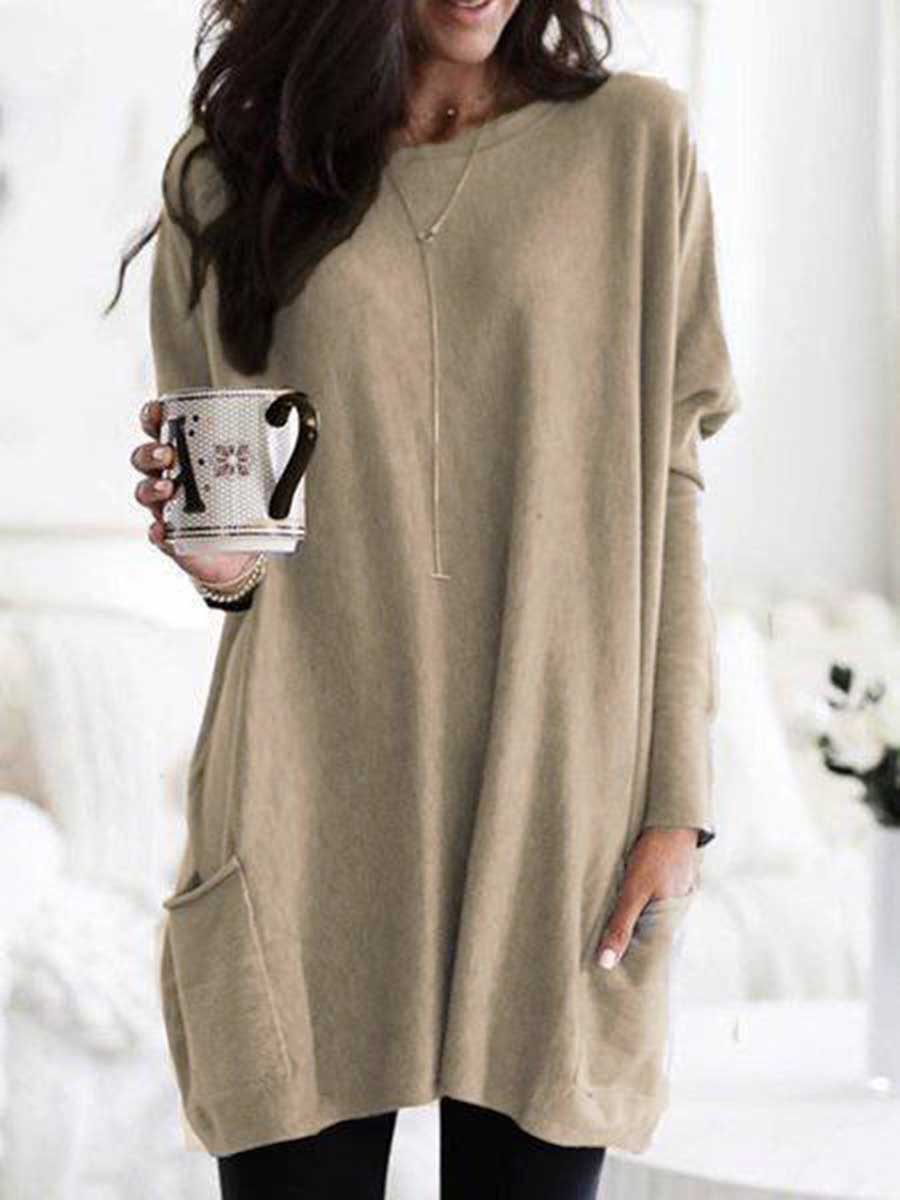 Lunimesd Long Sleeve Pocket T-Shirt Top