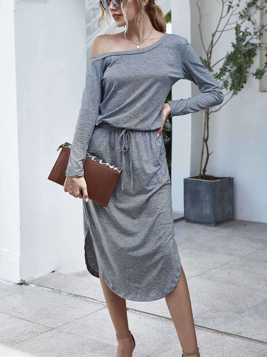 Lunimesd Strapless Long Sleeve Split Dress