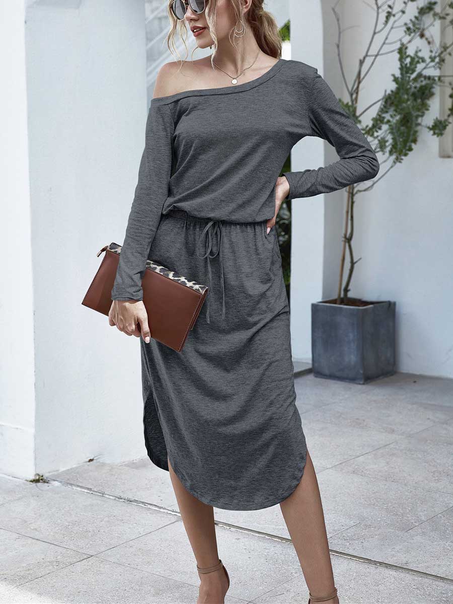 Lunimesd Strapless Long Sleeve Split Dress