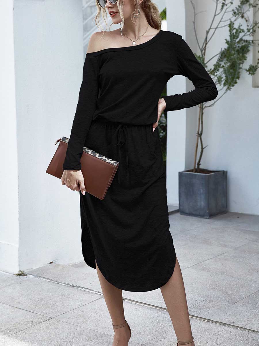 Lunimesd Strapless Long Sleeve Split Dress