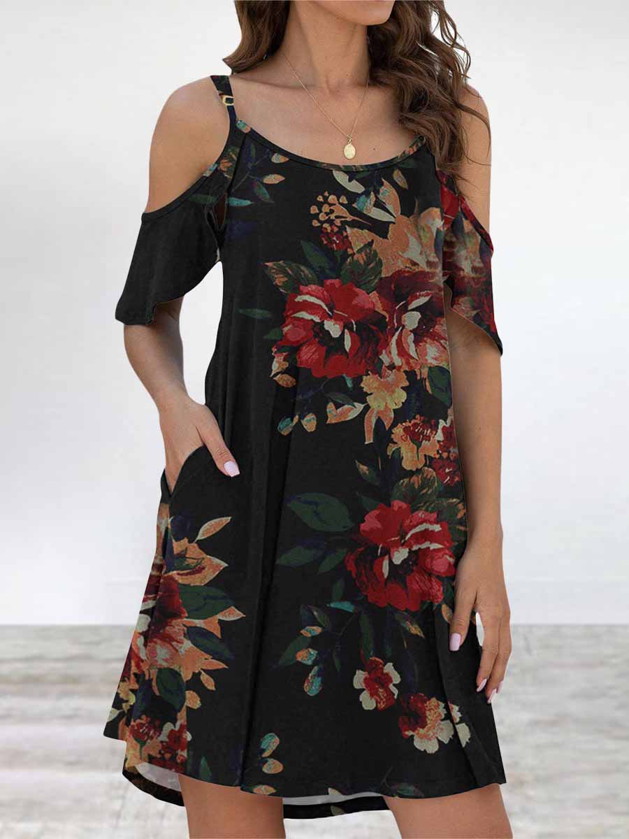 Lunimesd Elegant Print Flounce O Neck Dresses(11 Colors)