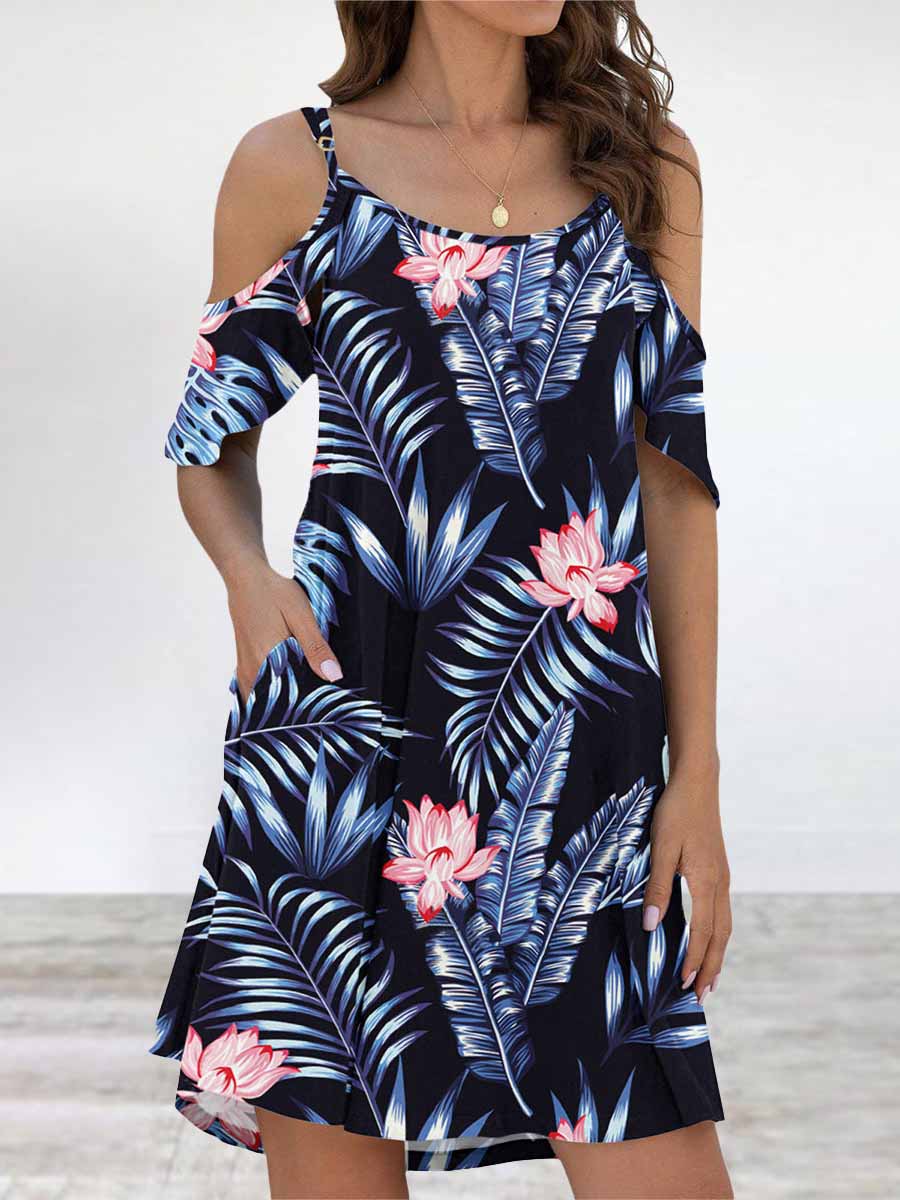 Lunimesd Elegant Print Flounce O Neck Dresses(11 Colors)