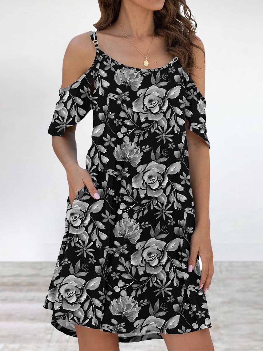 Lunimesd Elegant Print Flounce O Neck Dresses(11 Colors)