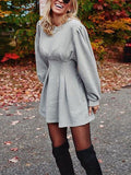Lunimesd Solid High Waist Swing Sweatshirt Dress
