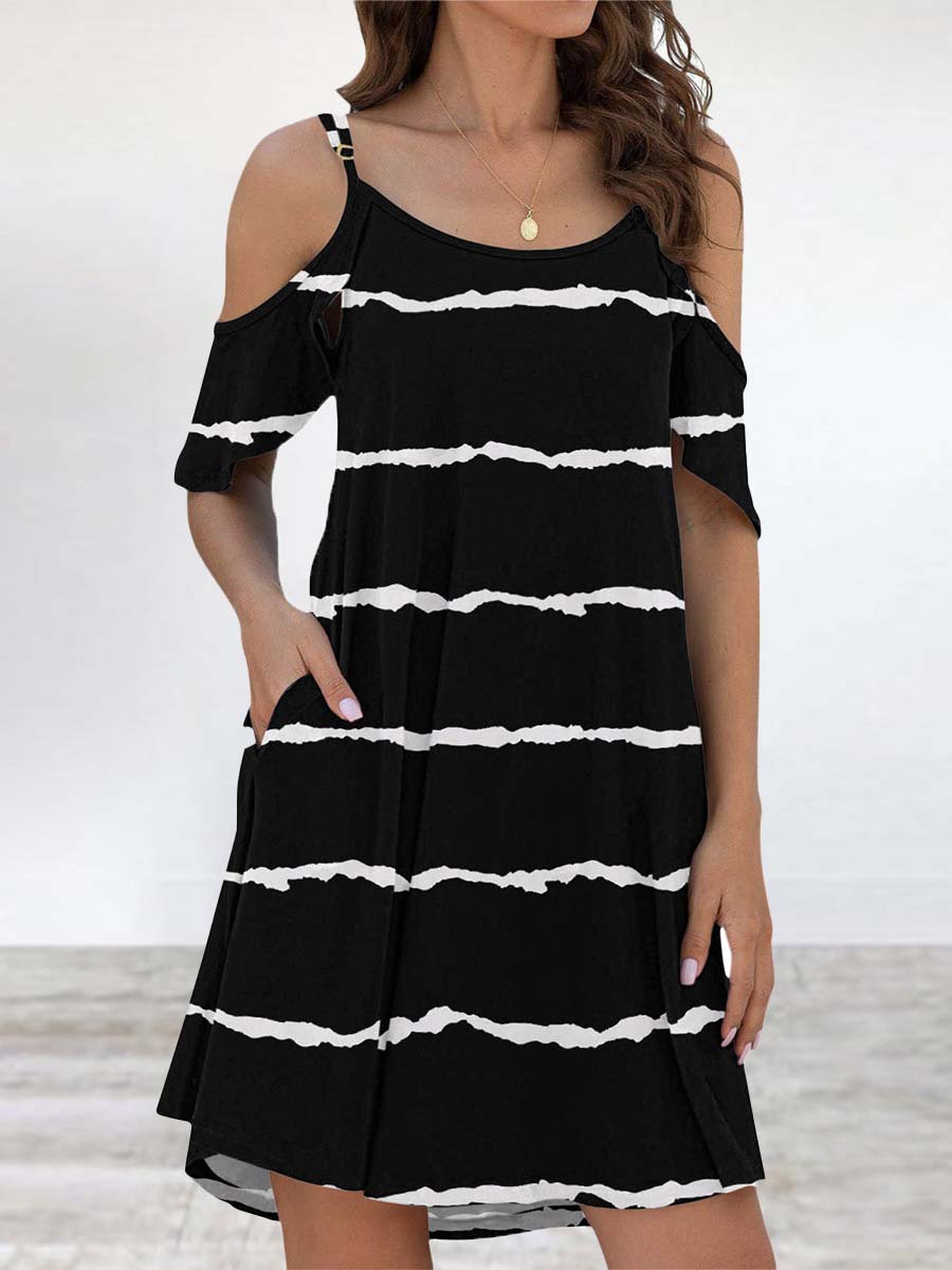 Lunimesd Elegant Print Flounce O Neck Dresses(11 Colors)
