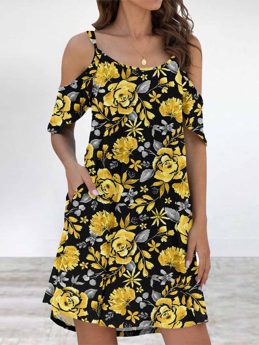Lunimesd Elegant Print Flounce O Neck Dresses(11 Colors)