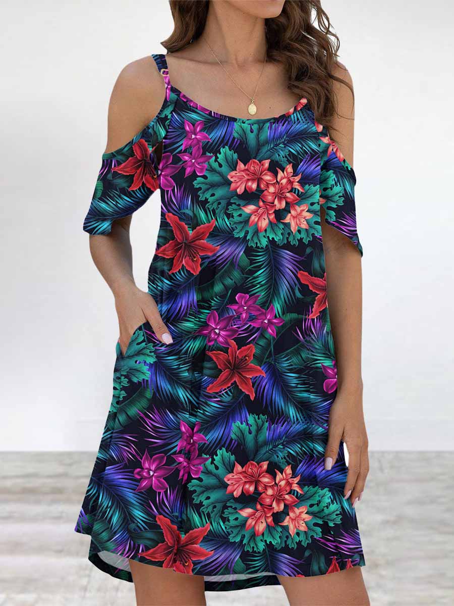 Lunimesd Elegant Print Flounce O Neck Dresses(11 Colors)