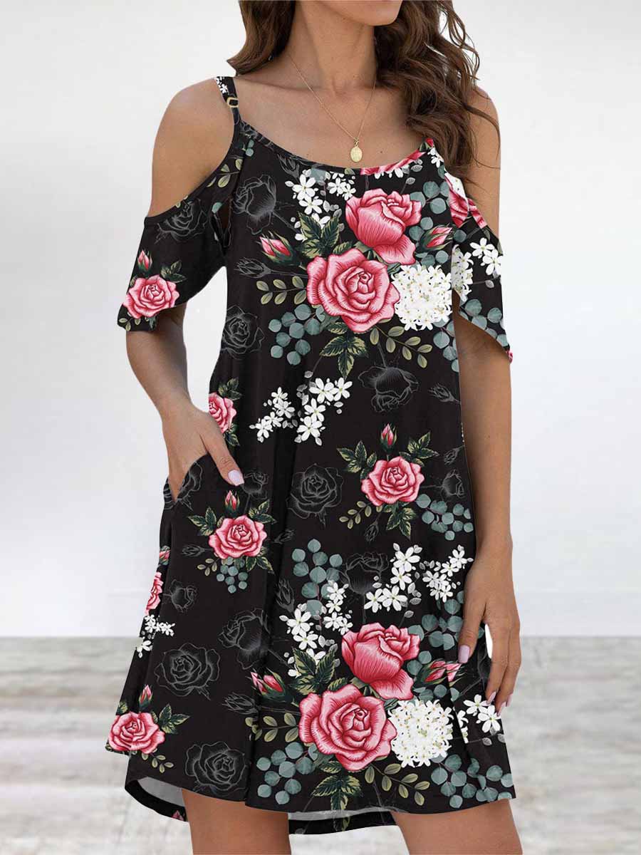 Lunimesd Elegant Print Flounce O Neck Dresses(11 Colors)