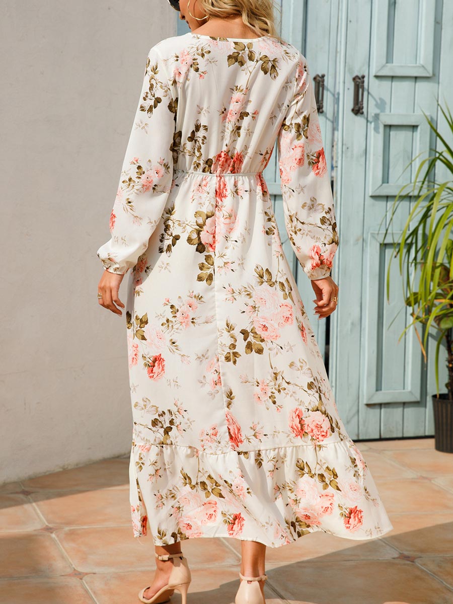 Lunimesd Floral Print Casual Long Dresses