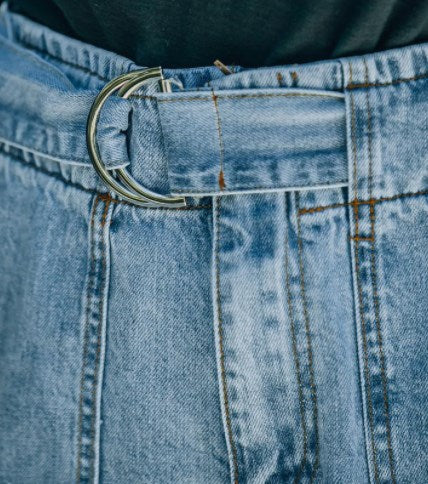 Lunimesd Metal Buckle Legged Harem Jeans