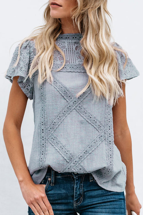 Lunimesd Not So Secret Lace Overlay Ruffle Top - 3 Colors