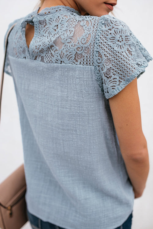 Lunimesd Not So Secret Lace Overlay Ruffle Top - 3 Colors