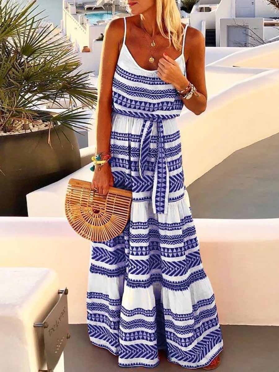 Lunimesd Geometric Printed Maxi Dress (2 Colors)