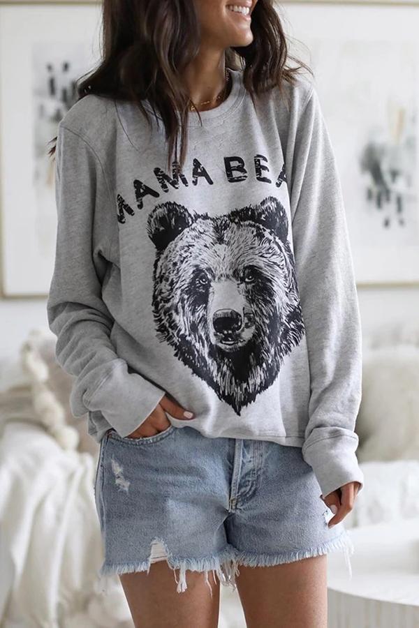 Lunimesd Stylish Animal Print Round Neck Sweatshirt
