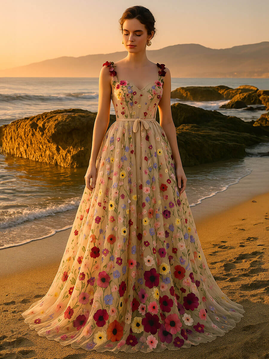 Romantic Sexy Flower Maxi Dress