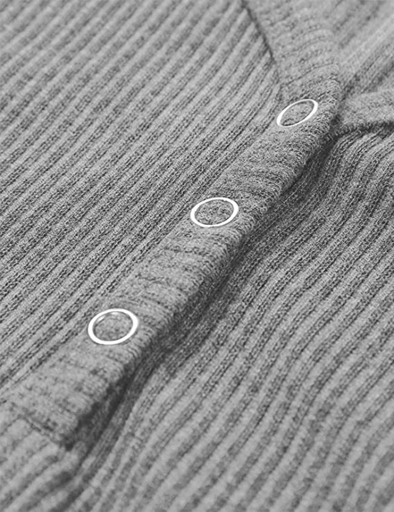 Lunimesd Solid Color V-Neck Long-Sleeved T-Shirt