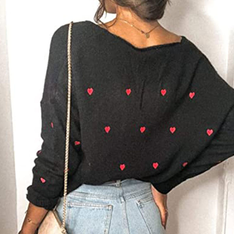 Lunimesd Love Polka Dot V-Neck Sweater