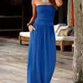 Fashionable Strapless Dress for Women with a Black Light Beige