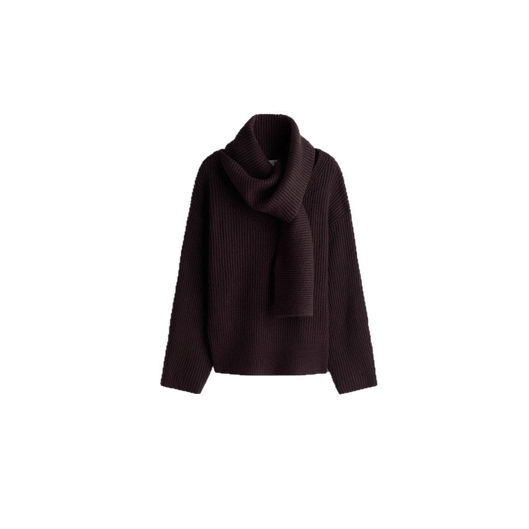 NEW ARRIVAL WOMEN'S SCARF PULLOVER KNIT TOP