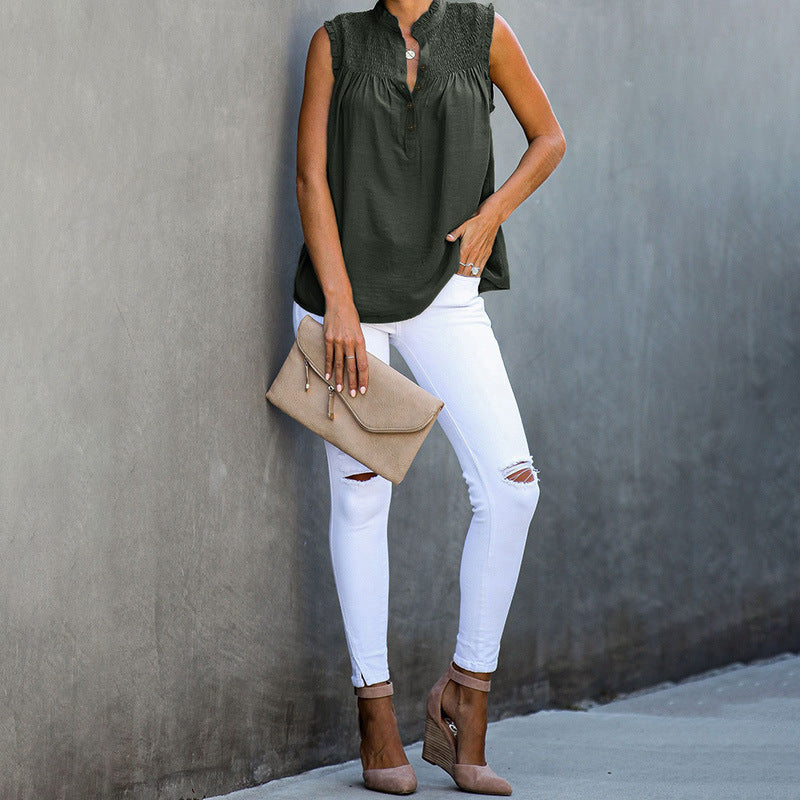 Lunimesd Ruffle Neck Casual Vest(7 colors)