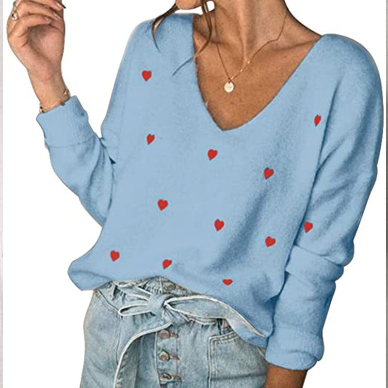 Lunimesd Love Polka Dot V-Neck Sweater