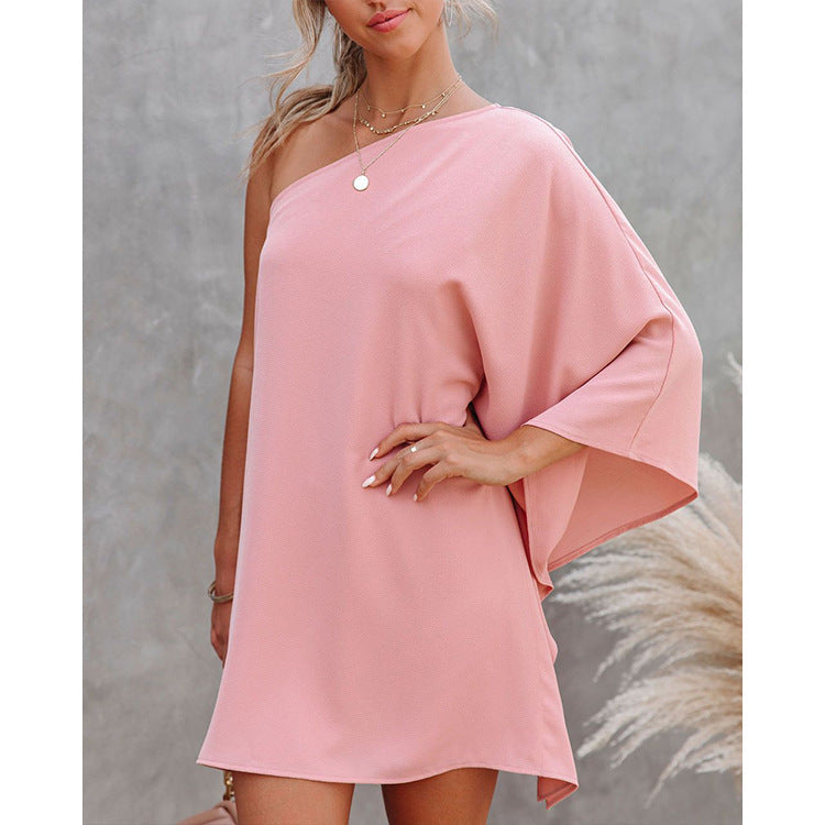 Lunimesd Loose One-shoulder Diagonal Dress(8 colors)