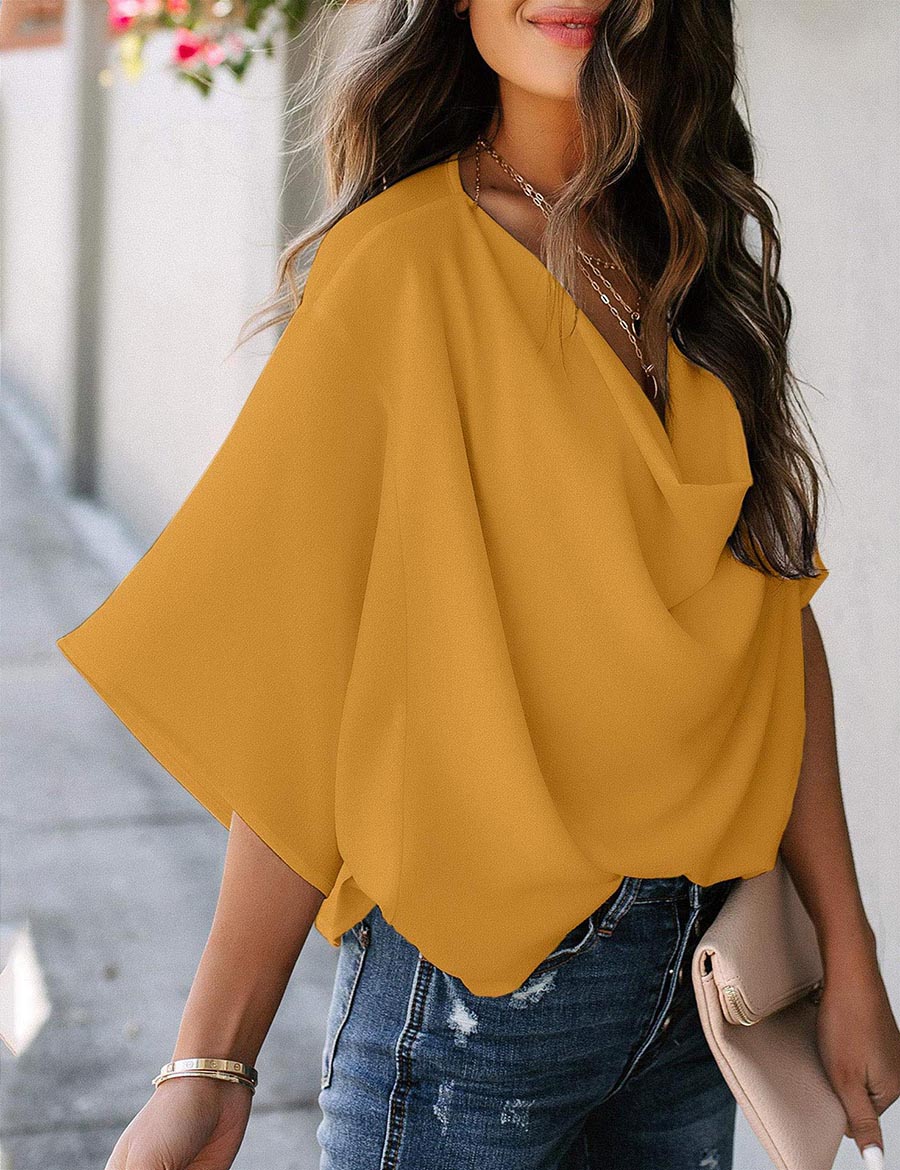 Lunimesd V-Neck Loose Mid-Sleeve T-Shirt(7 colors)