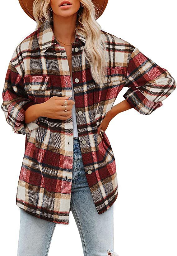 Lunimesd Loose Plaid Shirt Coat