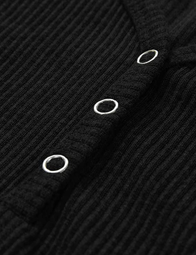 Lunimesd Solid Color V-Neck Long-Sleeved T-Shirt