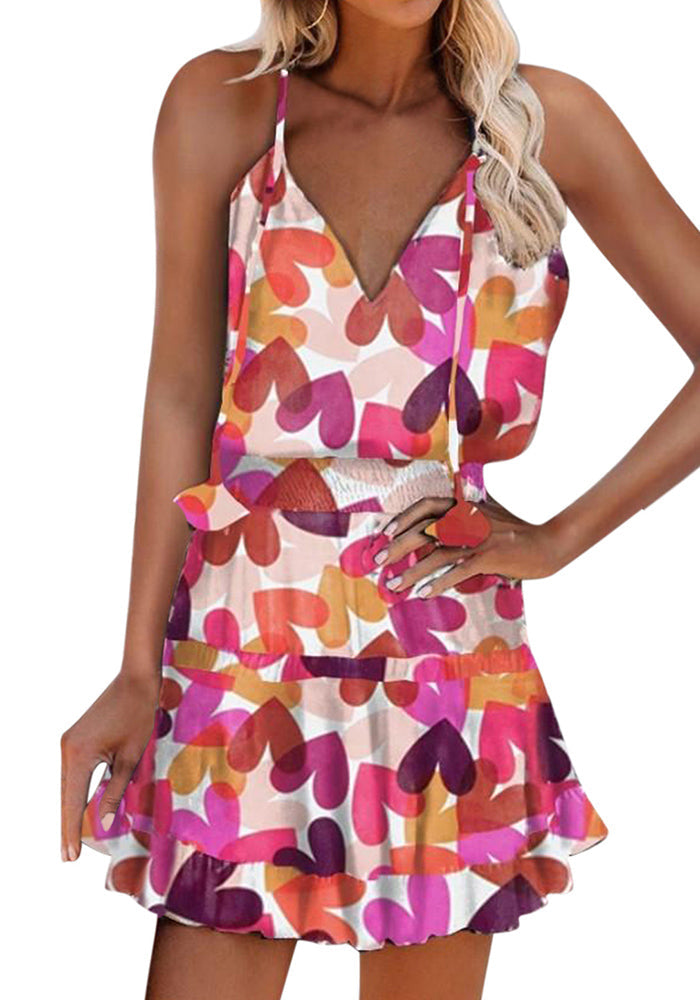 Lunimesd Cheetah Print Frill Hem Ruffles Ruched Dress (13 colors)