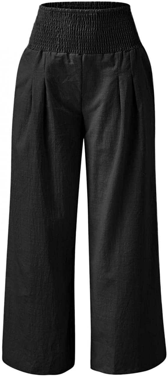 Lunimesd Fresh Air Linen Blend Pocketed Smocked Pants(10 Colors)