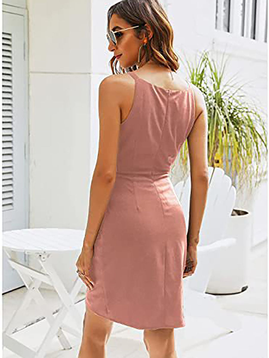 Lunimesd V-Neck Slim Sleeveless Dress