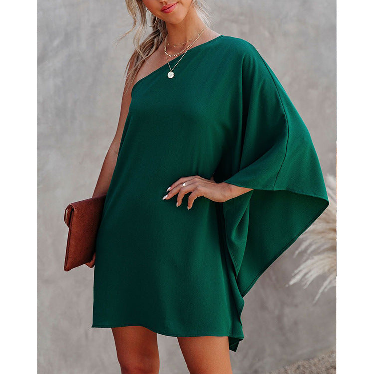 Lunimesd Loose One-shoulder Diagonal Dress(8 colors)