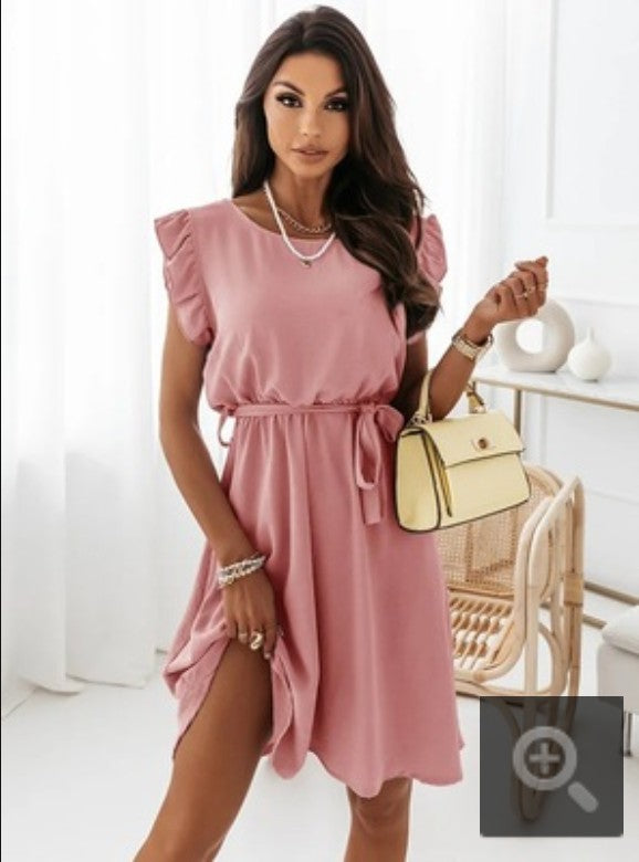 Lunimesd Ruffle Waist Lace-Up Dress(4 colors)