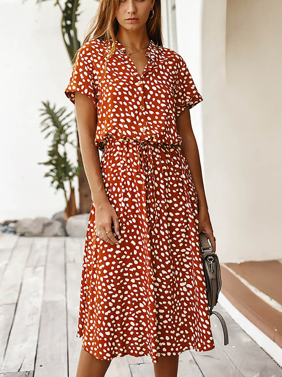 Lunimesd Polka Dot Short-Sleeve Dress(7 colors)