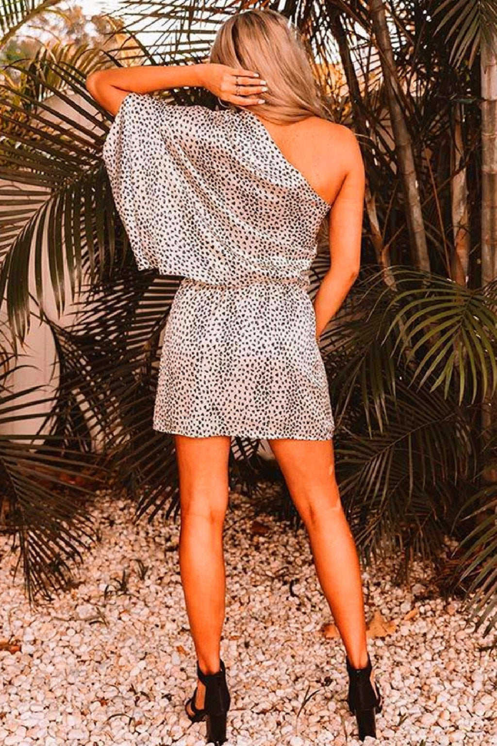 Lunimesd One Shoulder Leopard Mini Dress