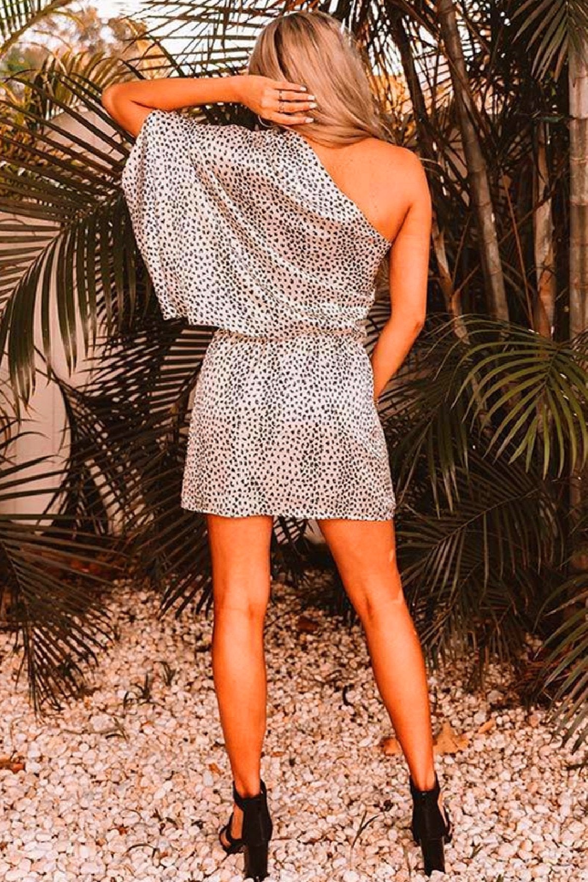 Lunimesd One Shoulder Leopard Mini Dress