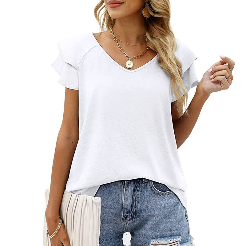 Lunimesd Peach Heart Collar Ruffle T-Shirt(7 colors)