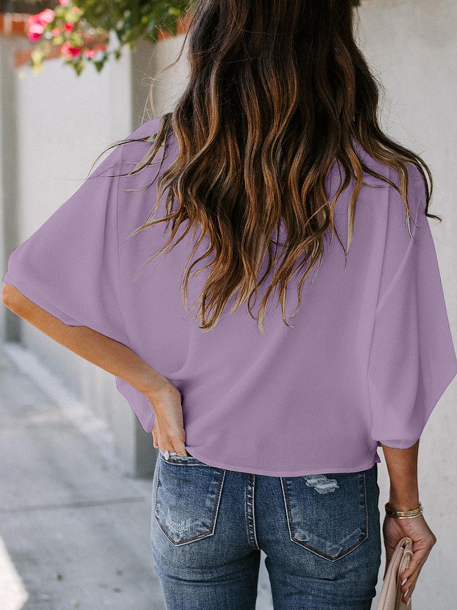 Lunimesd V-Neck Loose Mid-Sleeve T-Shirt(7 colors)